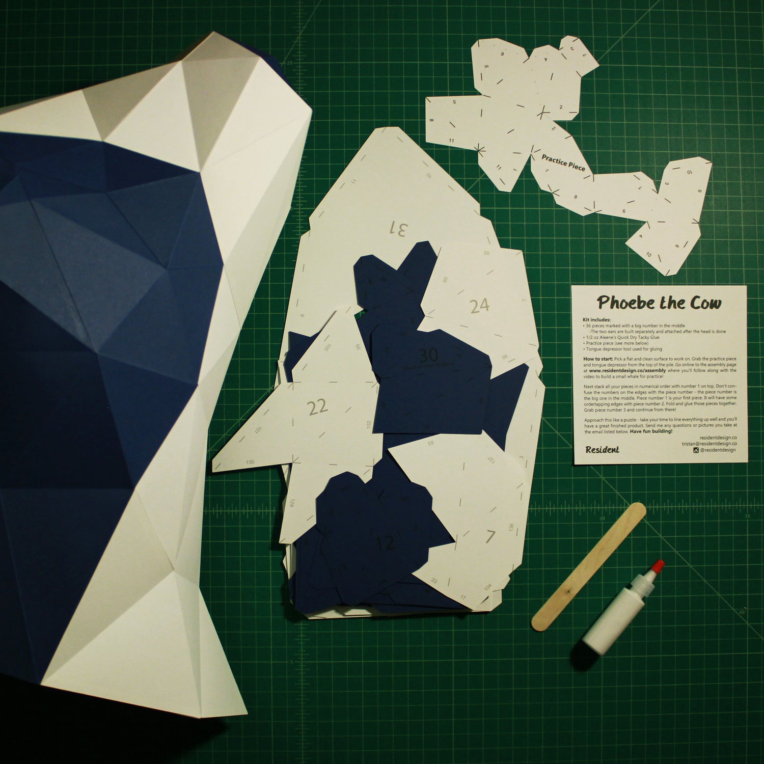 Cut & Scored DIY Animal Paper Sculpture Kits | Phoebe the Cow