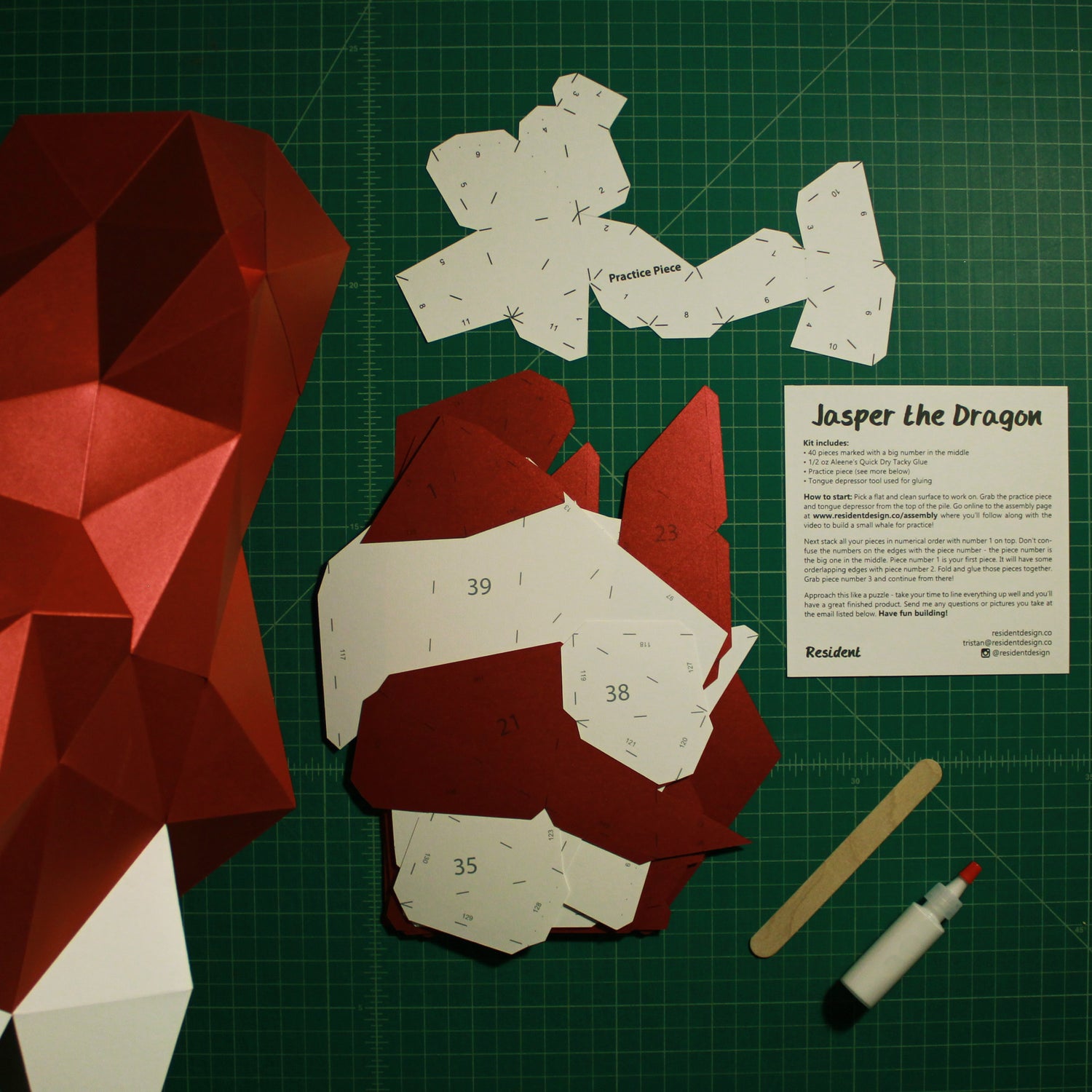 Cut & Scored DIY Animal Paper Sculpture Kits | Jasper the Dragon