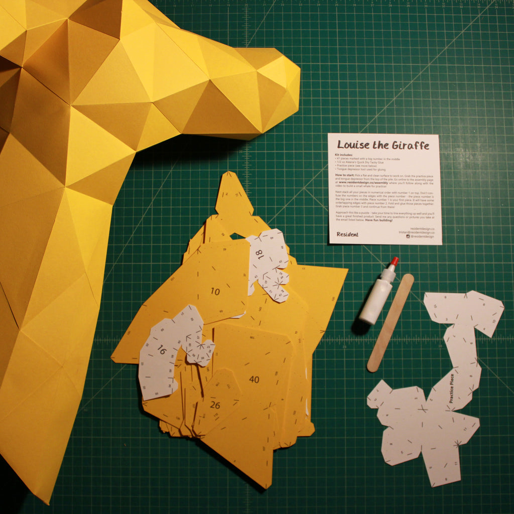 Cut & Scored DIY Animal Paper Sculpture Kits | Louise the Giraffe