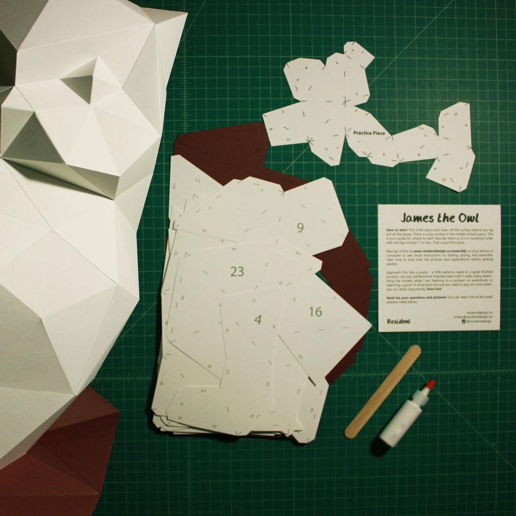 Cut & Scored DIY Animal Paper Sculpture Kits | James the Owl