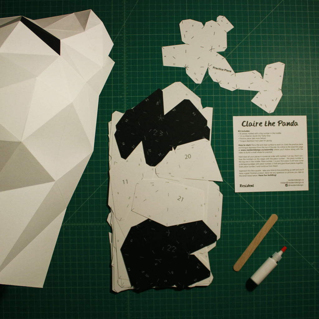 Cut & Scored DIY Animal Paper Sculpture Kits | Claire the Panda